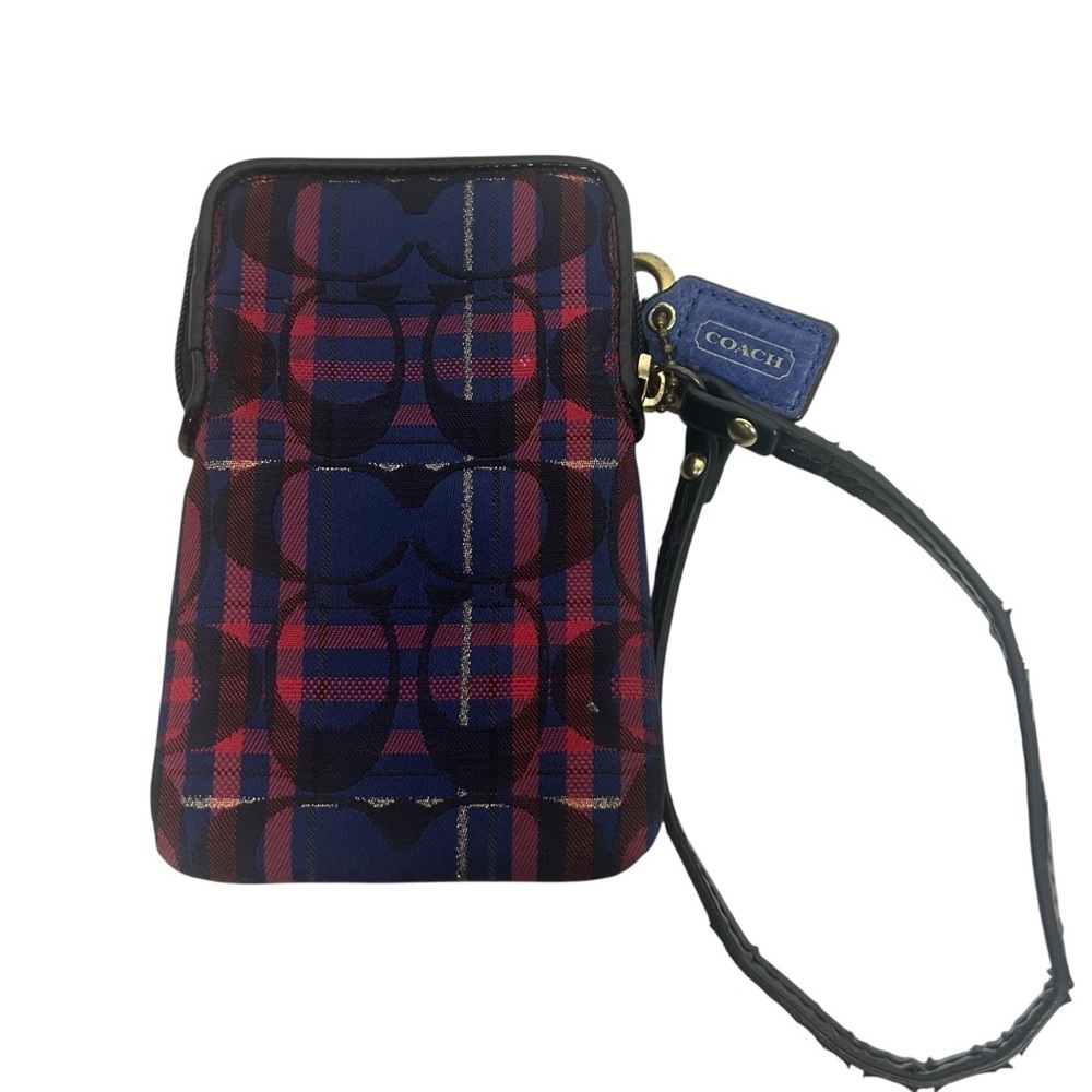 Coach Red and Blue Plaid Wallet - Picture 2 of 12